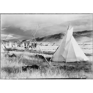  Evening on the Flathead,Arlee,MT,c1940,Indian tepee