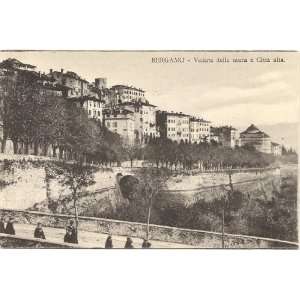   Vintage Postcard View of the City Walls Bergamo Italy 