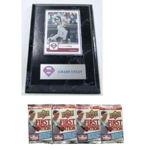 MLB Card Plaques   Philadelphia Phillies Chase Utley with FREE 4 Packs 