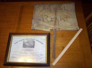 Famous Suffragette Protest Sign & 1860 Doc Rochester NY  