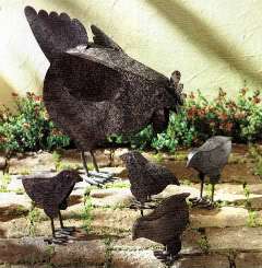 rustic metal hen and chicks