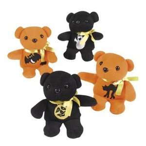  Plush Orange & Black Halloween Bears   Novelty Toys 