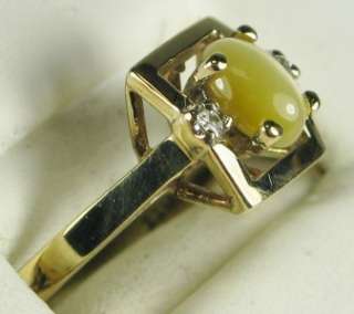   10K Yellow Gold .70ctw Cats Eye & G VS Diamond Ring Size 6 3/4  