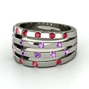  Abacus Ring, Sterling Silver Ring with Ruby & Amethyst 