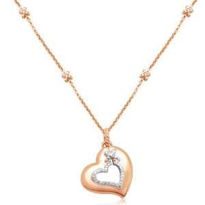 10k Rose Gold X Heart Diamond Pendant (1/6 cttw, I J Color, I2 I3 