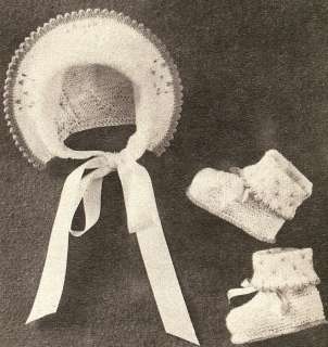 Vintage Knitting PATTERN Baby Infant Coat Romper Bonnet  