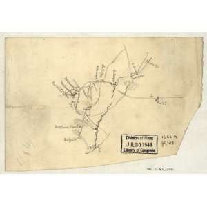  Civil War Map Sketch of the vicinity of Cross Keys, Va 