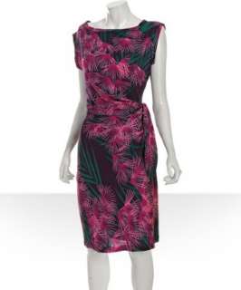 Diane Von Furstenberg hot pink fern print silk belted Della dress 
