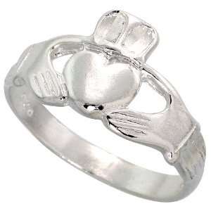  Sterling Silver Diamond Cut Claddagh Ring, size 7 Jewelry