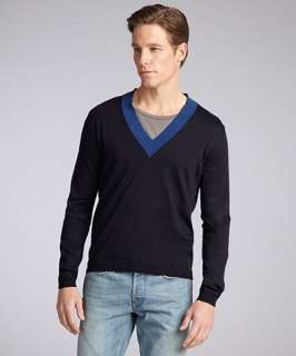 Prada Prada Sport navy cotton v neck pullover sweater