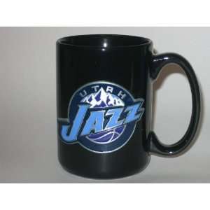  UTAH JAZZ 15 oz. Ceramic COFFEE MUG with Pewter Team Logo 