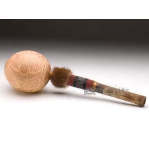  Native American Indian Gourd Rattle 12  Etched (102 
