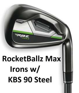   RocketBallz Max 4 9,PW Iron Set (7 Irons) KBS 90 Stiff Steel NEW