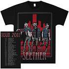 SEETHER 2011 TOUR Black ZOMBIE T Shirt w/ TOUR DATES on BACK   CONCERT 