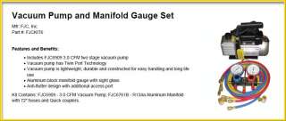 New FJC A/C Vacuum Pump & R134 Manifold Gauge Set KIT6  