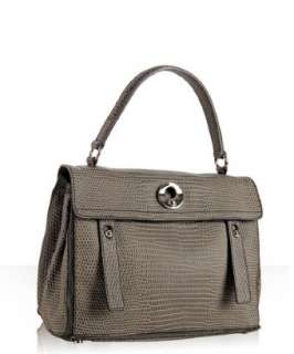 style #304801501 charcoal stamped leather Muse Two top handle bag