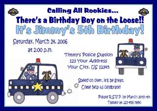 Personalized POLICE Invitations Birthday POLICEMAN BOY  