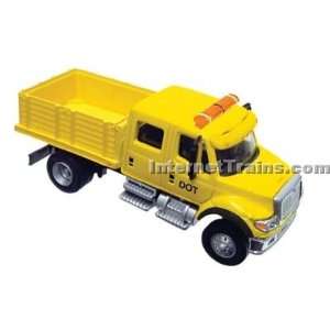   International 7000 2 Axle Crew Cab Solid Stake Bed Truck   Yellow