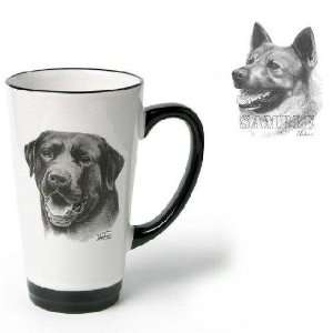   Cup with Norwegian Elkhound (6 inch, Black and white)