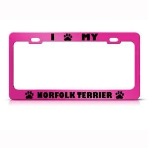 Norfolk Terrier Dog Pink Animal Metal license plate frame Tag Holder