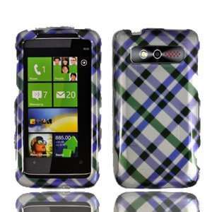 For Verizon HTC Trophy 6985 Accessory   Purple Plaid Design Hard 