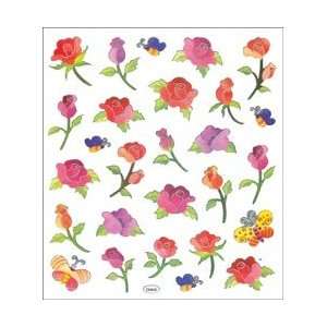  Tattoo King Multi Colored Stickers Long Stemmed Roses; 6 