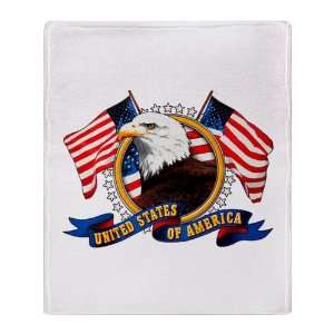   Stadium Throw Blanket Bald Eagle Emblem with US Flag 