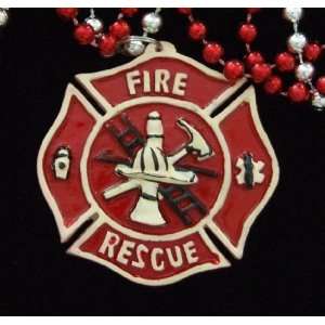 Fire Fighter Paramedic Necklace New Orleans Mardi Gras Bead Necklace 
