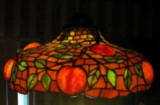 ANTIQUE STAINED LEADED GLASS HANGING LAMP SHADE  