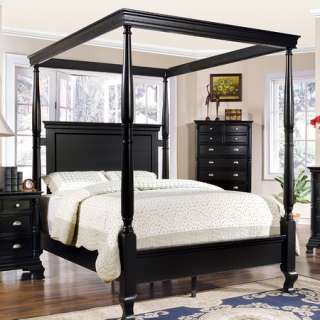   Black Queen King Poster Canopy 4 Pc Bed Bedroom Set Furniture  