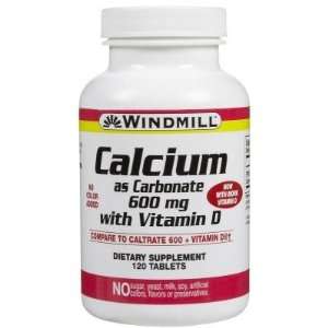 Windmill  Calcium Carbonate with Vitamin D, 600mg, 120 