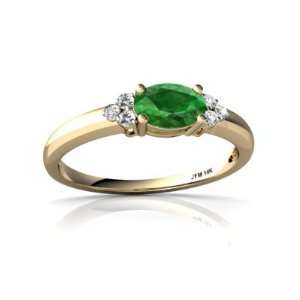  14K Yellow Gold Oval Genuine Emerald Ring Size 7 Jewelry