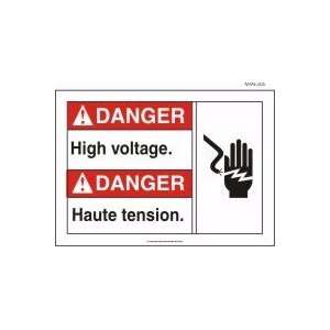 ENGLISH/FRENCH DANGER HIGH VOLTAGE (W/GRAPHIC) Plastic Sign