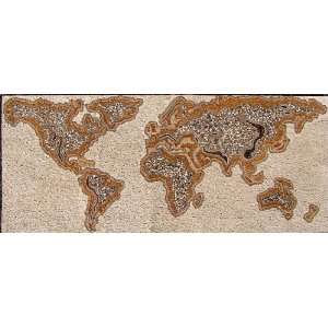  48x114 World Map Handmade Marble Stone Art Tile Wall 
