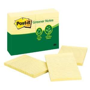  Post it® Notes, Recycled Pad, 4 Inches x 6 Inches, Canary 