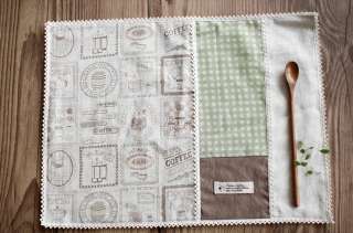 Linen Cotton Cafe Illustration Patch 2Color Sewing Fabric Deco  