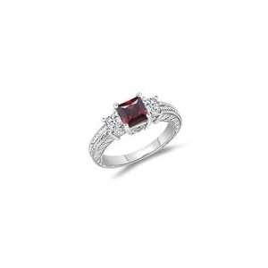  0.49 Cts Diamond & 0.97 Cts Garnet Ring in 14K White Gold 