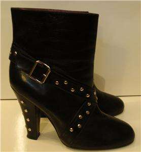 MARC JACOBS Black Leather Ankle Boots w/Studs, 8.5  