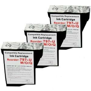   Ink Cartridge Replacement for Pitney Bowes 797 Q 797 M 797 0 (3 Red