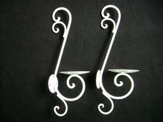 Pair Of New Iron Sconces Wall Candle Holders White Color  
