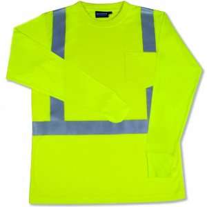 ERB 14123 9602S ANSI Hi Vizability Long Sleeve Jersey Knit Shirt, Lime 