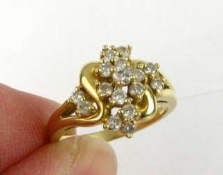 Pretty Vintage .33ctw Natural Round Cut Diamond Cluster14k Yellow Gold 