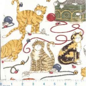  58 Wide Playful Cats Fabric By The Yard Arts, Crafts 