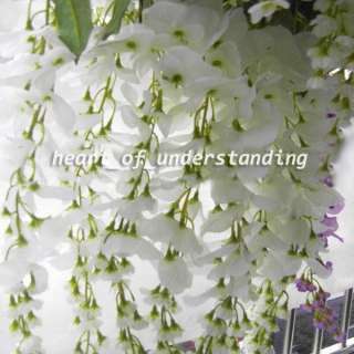   Artificial Silk Wisteria Bush Flower Vine Wedding Garland Decor White