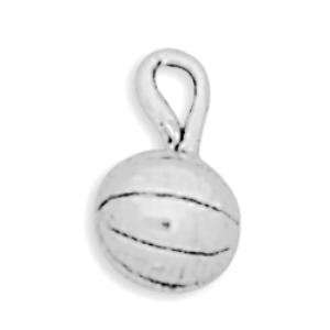  Small 3D Basketball Charm Sterling Silver Jewelry