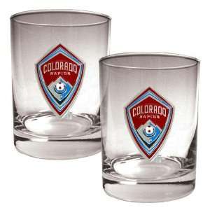 Colorado Rapids MLS 2pc Rocks Glass Set   Primary Team Logo