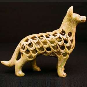  German Shepherd Soapstone Carving Sculpture