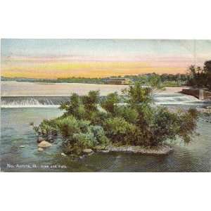   Postcard Dam and Falls   Fox River   Aurora Illinois 