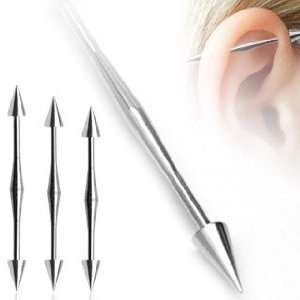  316L Bumped Industrials with Spikes   14G, 4x8mm Ball, 1&3 
