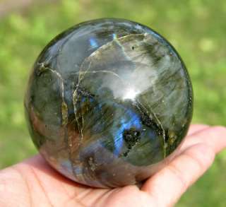 68mm (2.7) XXXL Golden Blue Flash Labradorite Sphere Crystal Ball 